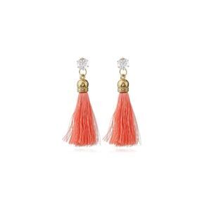 Francesca's Peach Tassel Drop Earrings Twee Royalty Chic